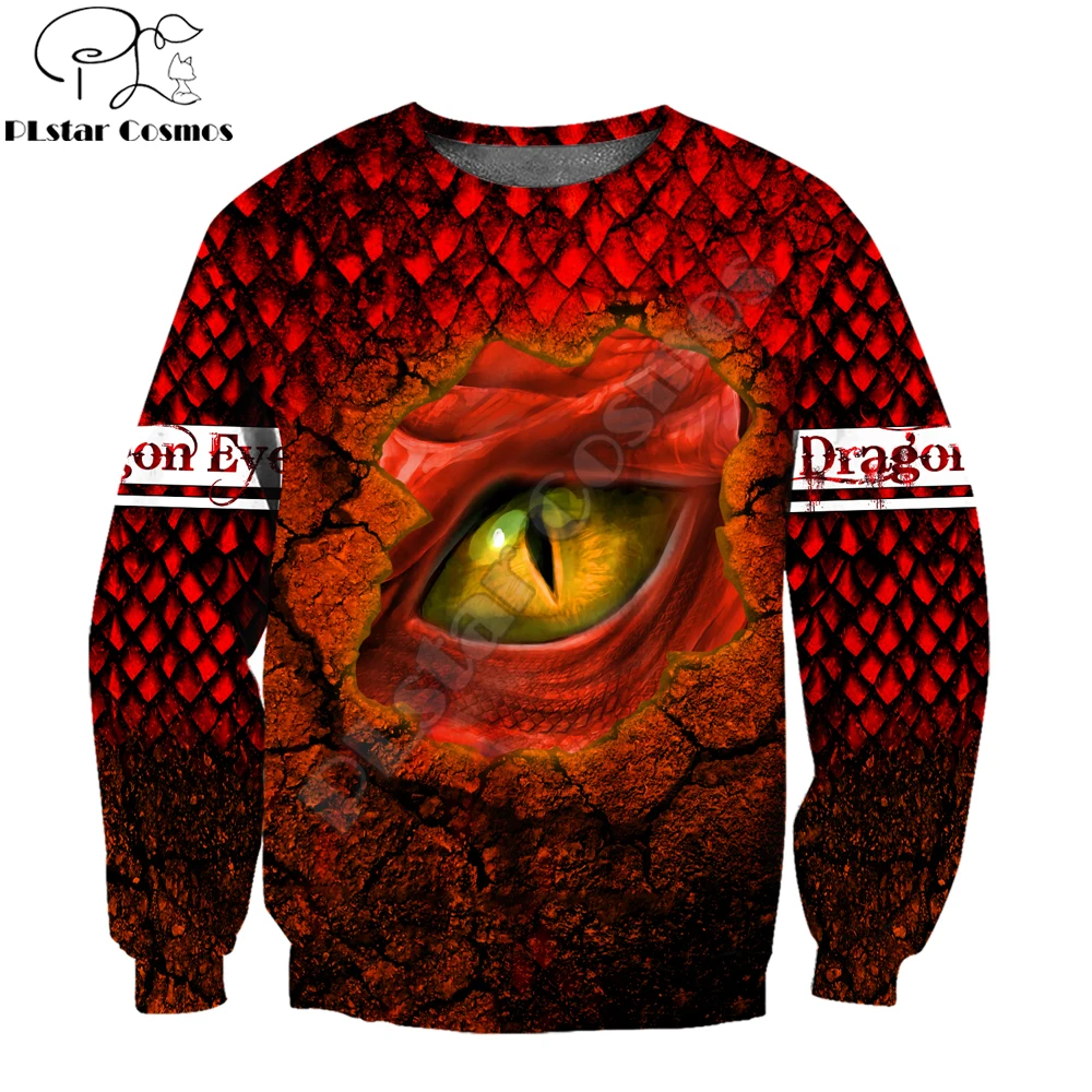 Sudadera con capucha ojo dragón 3D roja – Jersey unisex cremallera invierno - imagen 2