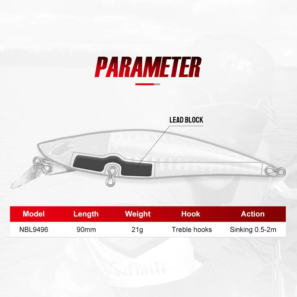 Noeby Jerkbait para lubina – Señuelo hundido 90mm - imagen 5