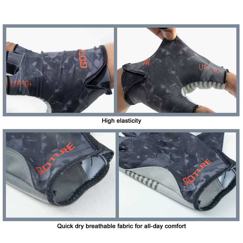 Goture Guantes de pesca sin dedos UPF50 transpirables con silicona - imagen 5