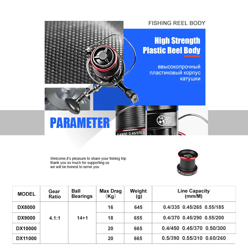 Carrete Baitcasting Bote 2022-8000 – 20KG, 14+1 rodamientos acero - imagen 2