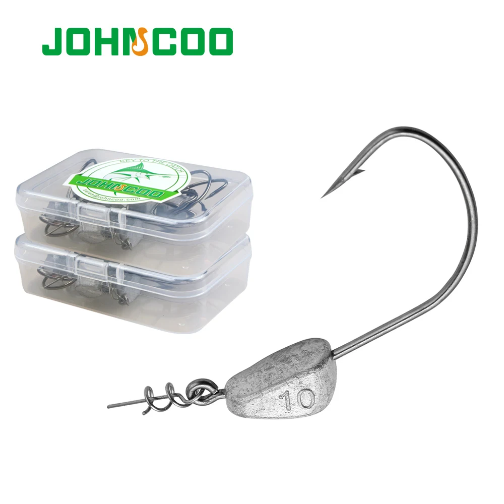 JOHNCOO Anzuelos con púas lubina – Cabeza plomada para vinilo