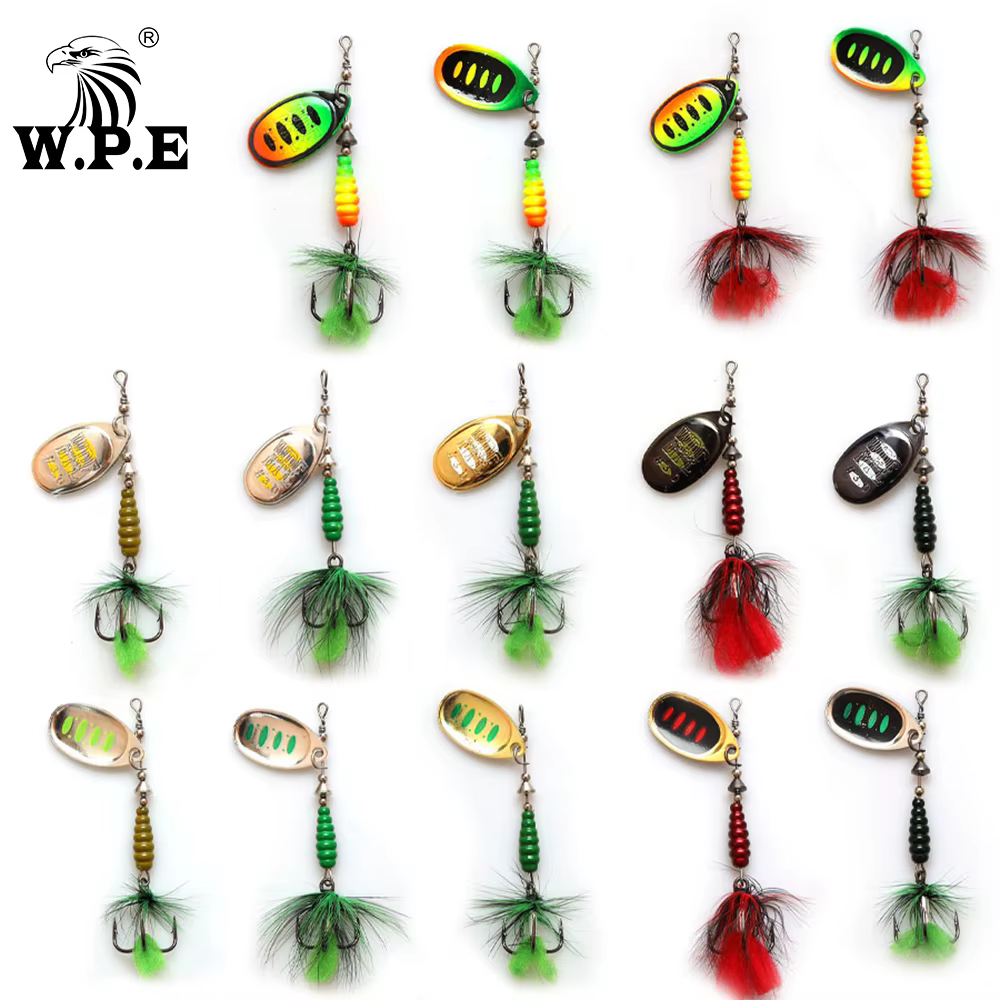 W.P.E Komodo - Señuelo giratorio cuchara latón 8,5g gancho triple lubina - imagen 2