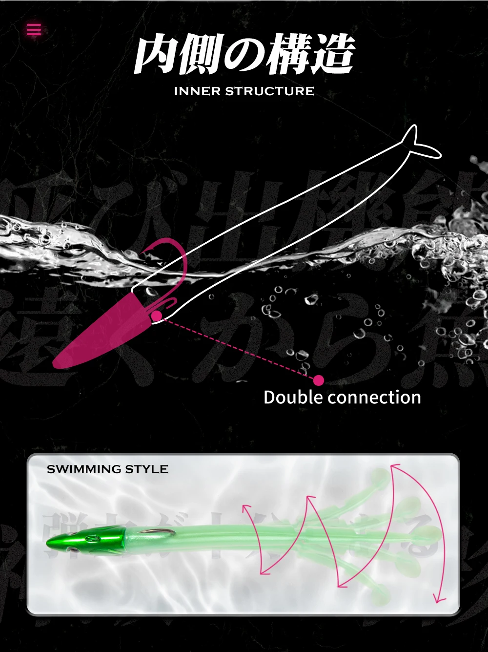 Detalle del señuelo, apto para pesca con jig head