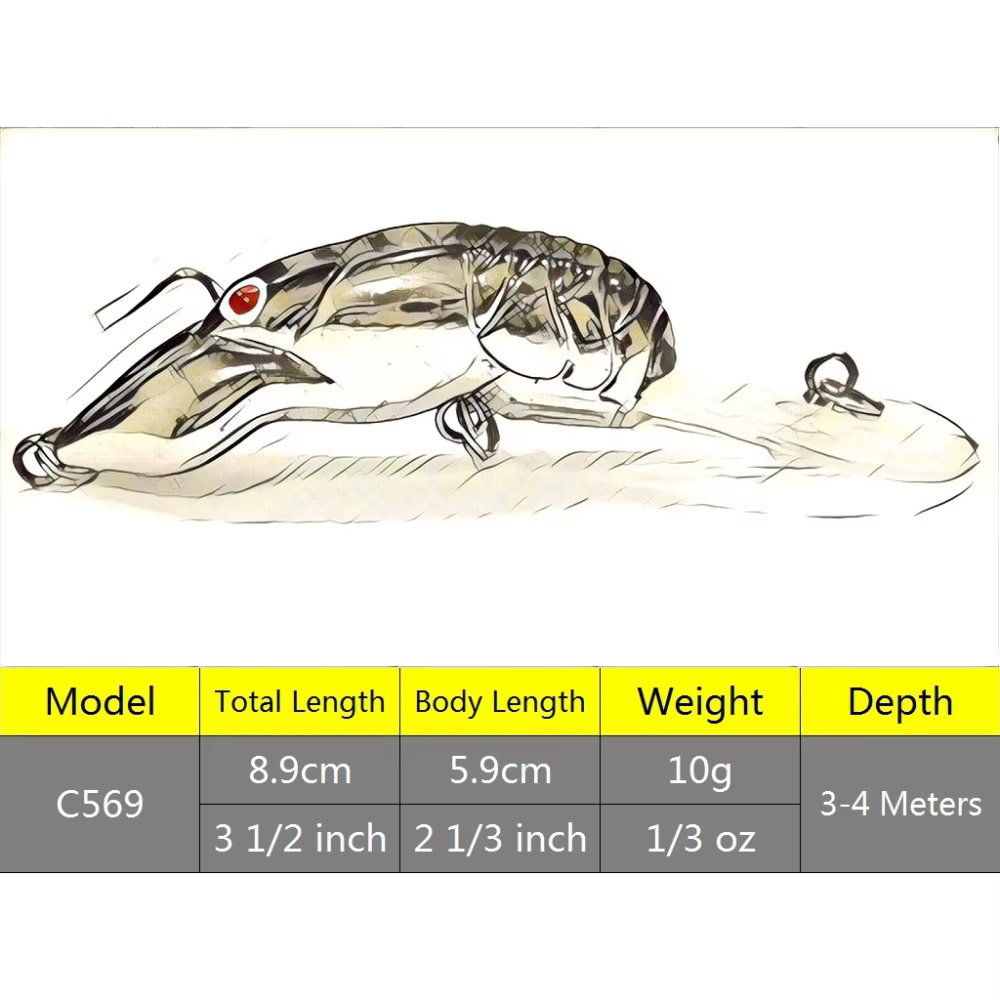 wLure Crankbait de aguas profundas señuelo de cangrejo con anzuelos - imagen 2