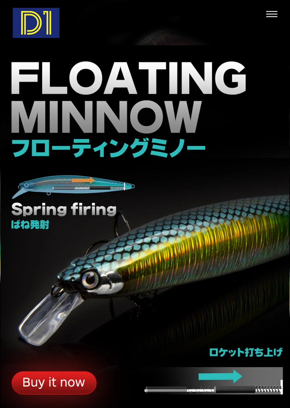 Señuelo Minnow D1 vista lateral