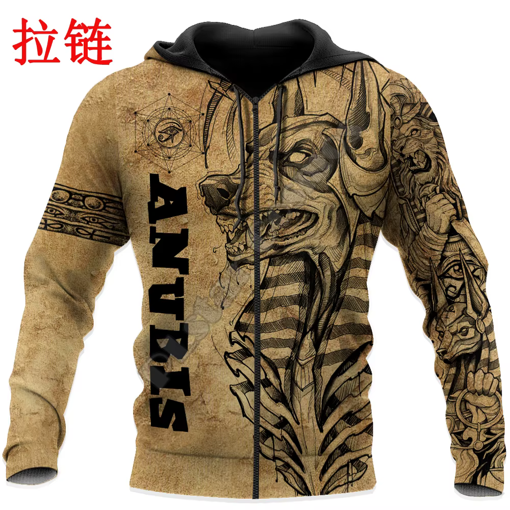 Sudadera con Capucha Egipcia Anubis Estampado 3D – Talla Hombre - imagen 2