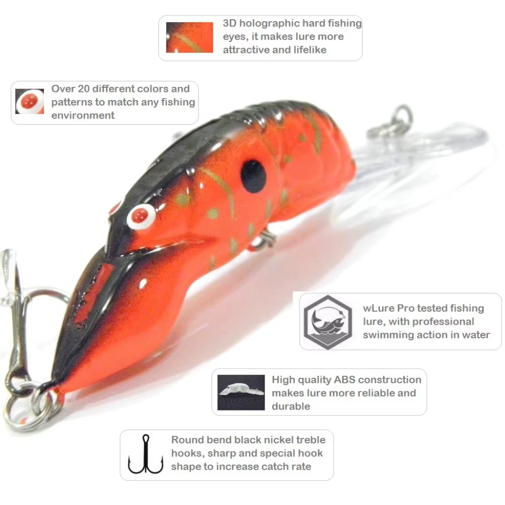 wLure Crankbait de aguas profundas señuelo de cangrejo con anzuelos - imagen 3