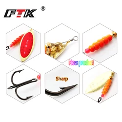 FTK Spinner Cuchara señuelo para luccio con anzuelos triples
