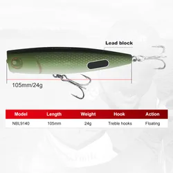NOEBY Popper Topwater Señuelos Artificial Agua Dulce y Salada