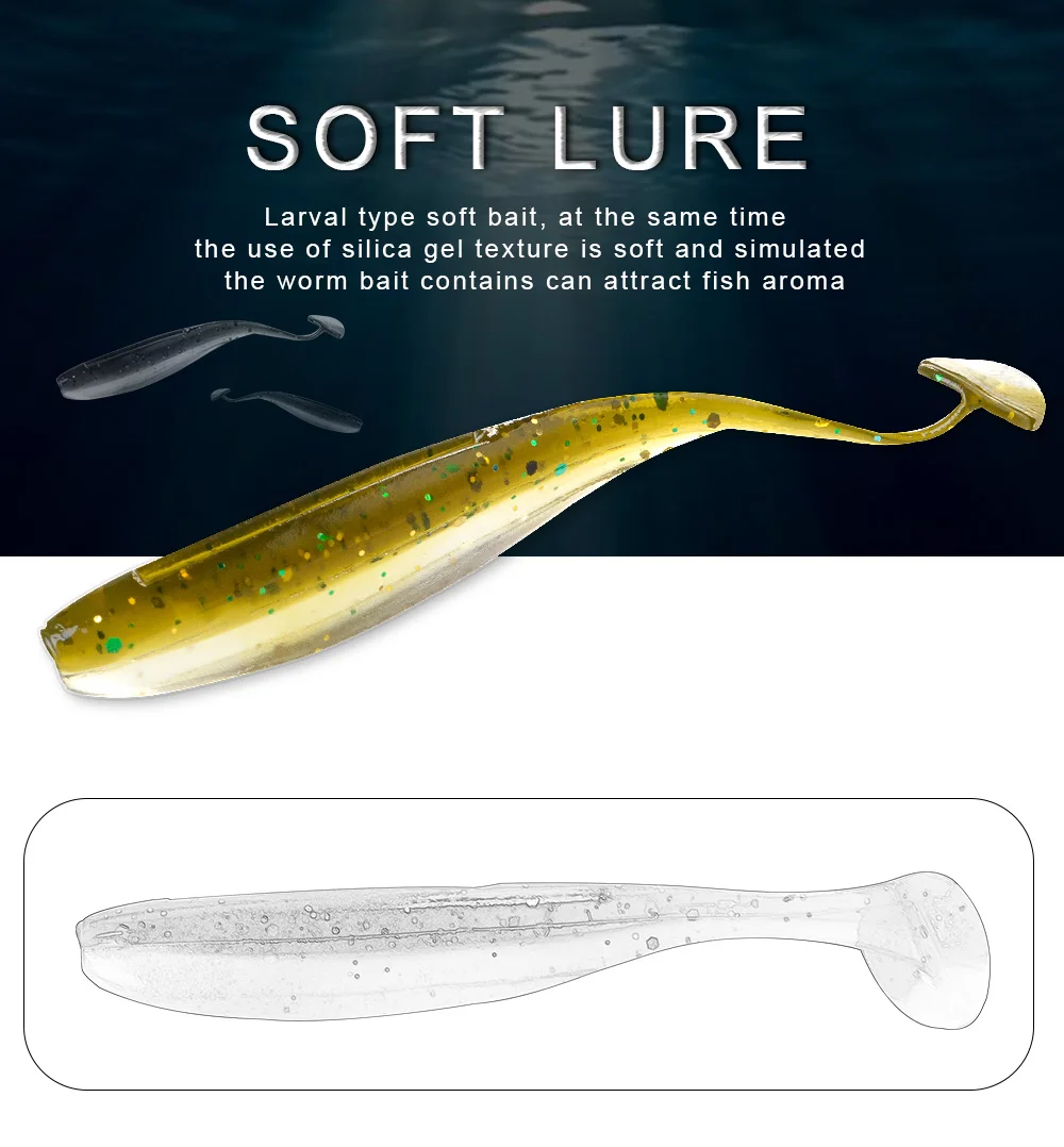 NGB Jigging Shad – Señuelo blando cola en T 7,5-10cm para Bass