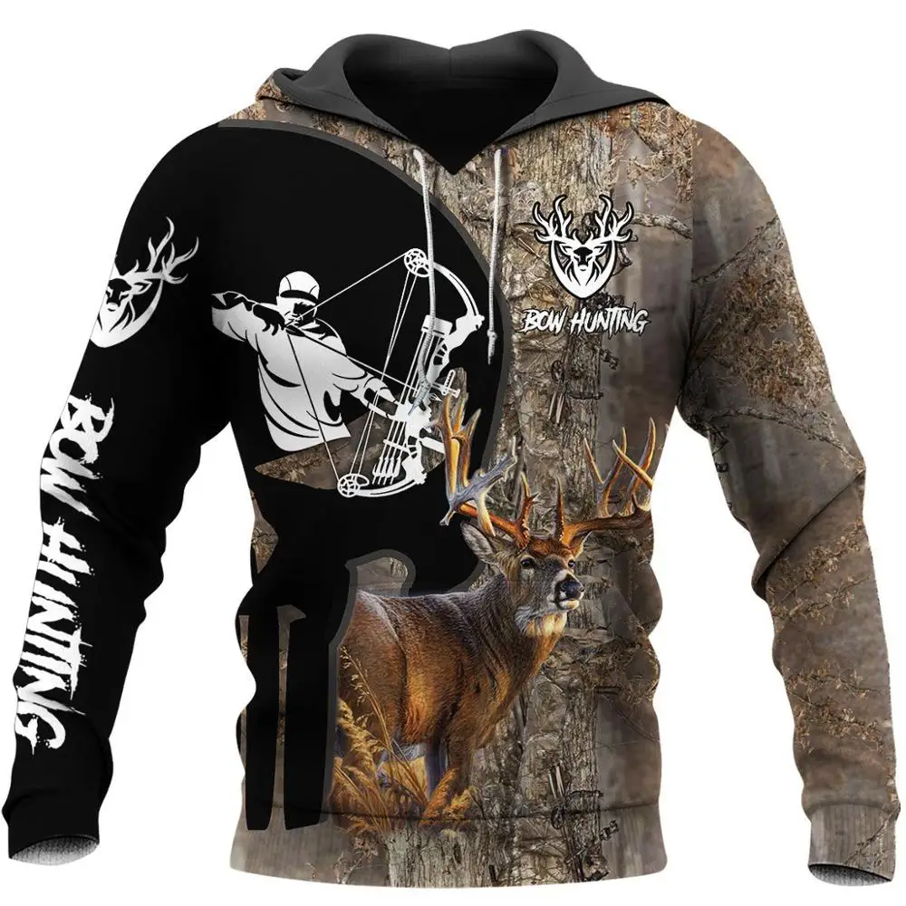 Sudadera de pesca con capucha - ciervos 3D, Harajuku retro, hombre