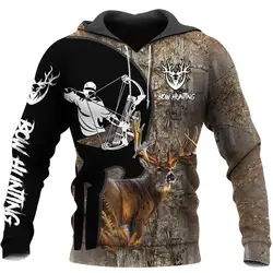 Sudadera de pesca con capucha - ciervos 3D, Harajuku retro, hombre