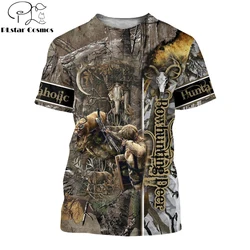 TX0164 Camiseta Camuflaje Ciervo Caza con Arco 3D Harajuku Manga Corta