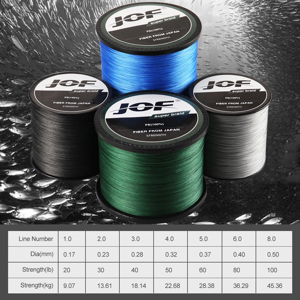 Sedal trenzado multifilamento JOF X8 – 8 hebras para agua dulce y salada - imagen 2