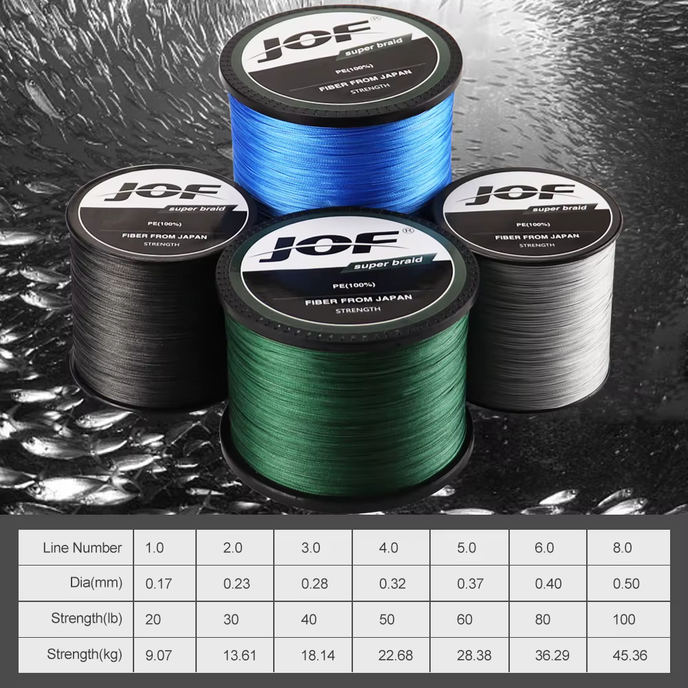 Sedal trenzado multifilamento JOF X8 – 8 hebras para agua dulce y salada - imagen 2