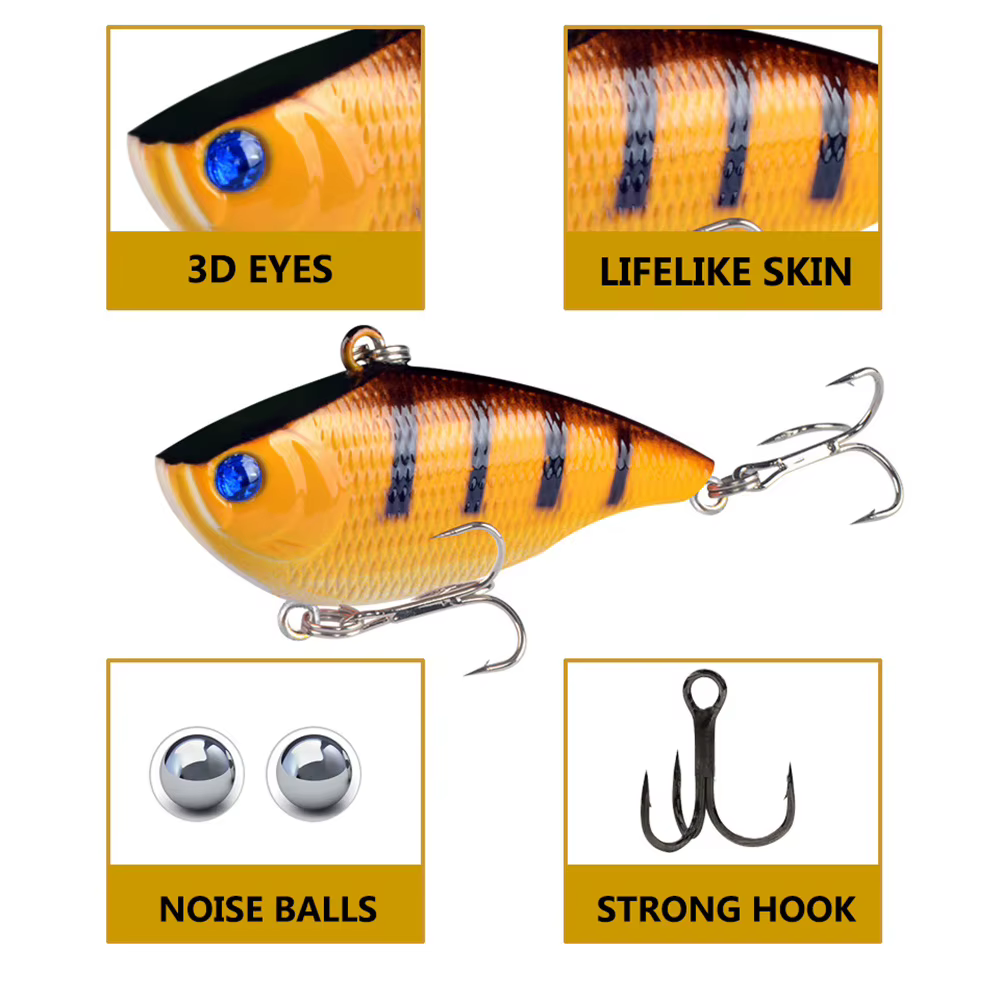 VIB Crankbait - Senuelo vibracion para lucio, plastico duro, eficaz - imagen 3