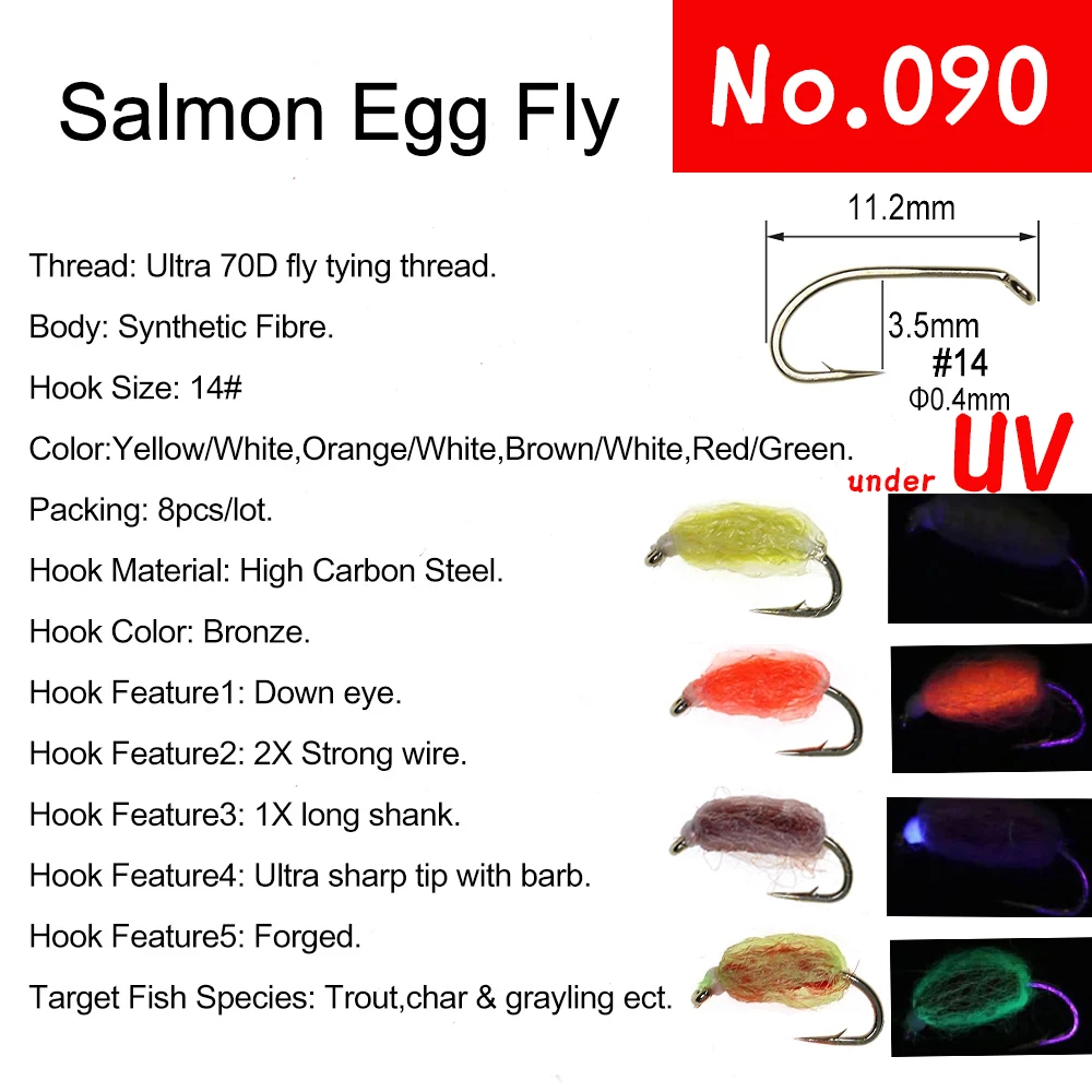 WIFREO Moscas de Huevo Latón Glo – Señuelos para Trucha y Salmón - imagen 5