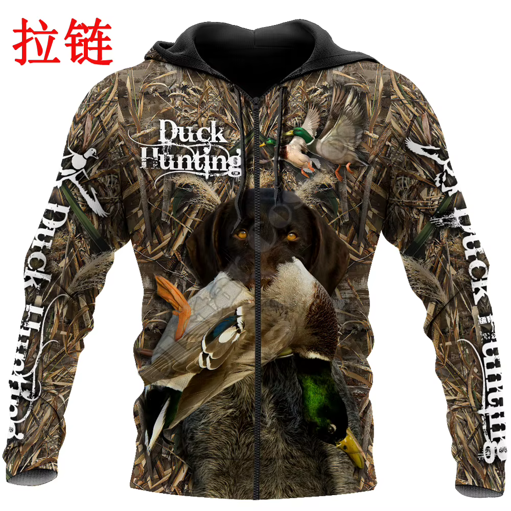 Sudadera capucha estampado 3D caza de patos labrador camuflaje unisex - imagen 3