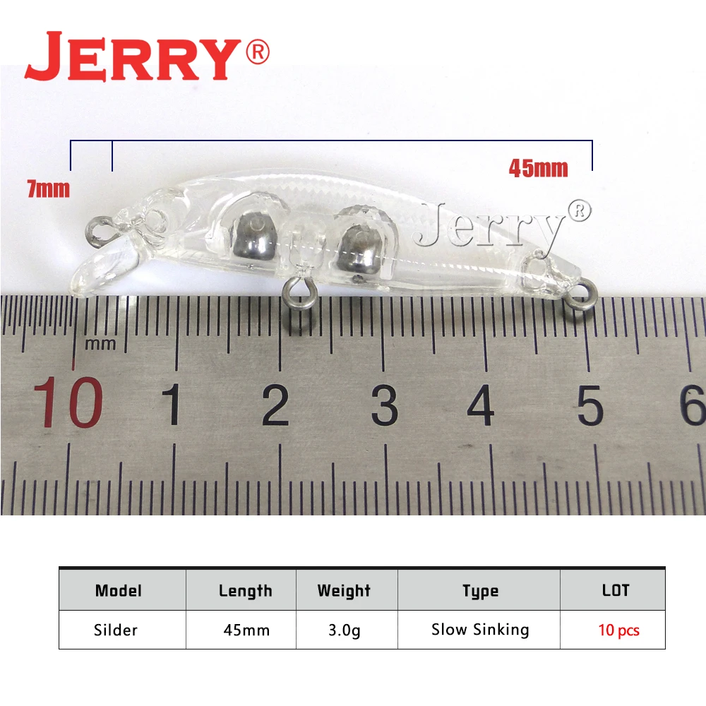 Wobbler Jerry Silder ultraligero – Hundimiento lento sin pintar - imagen 2