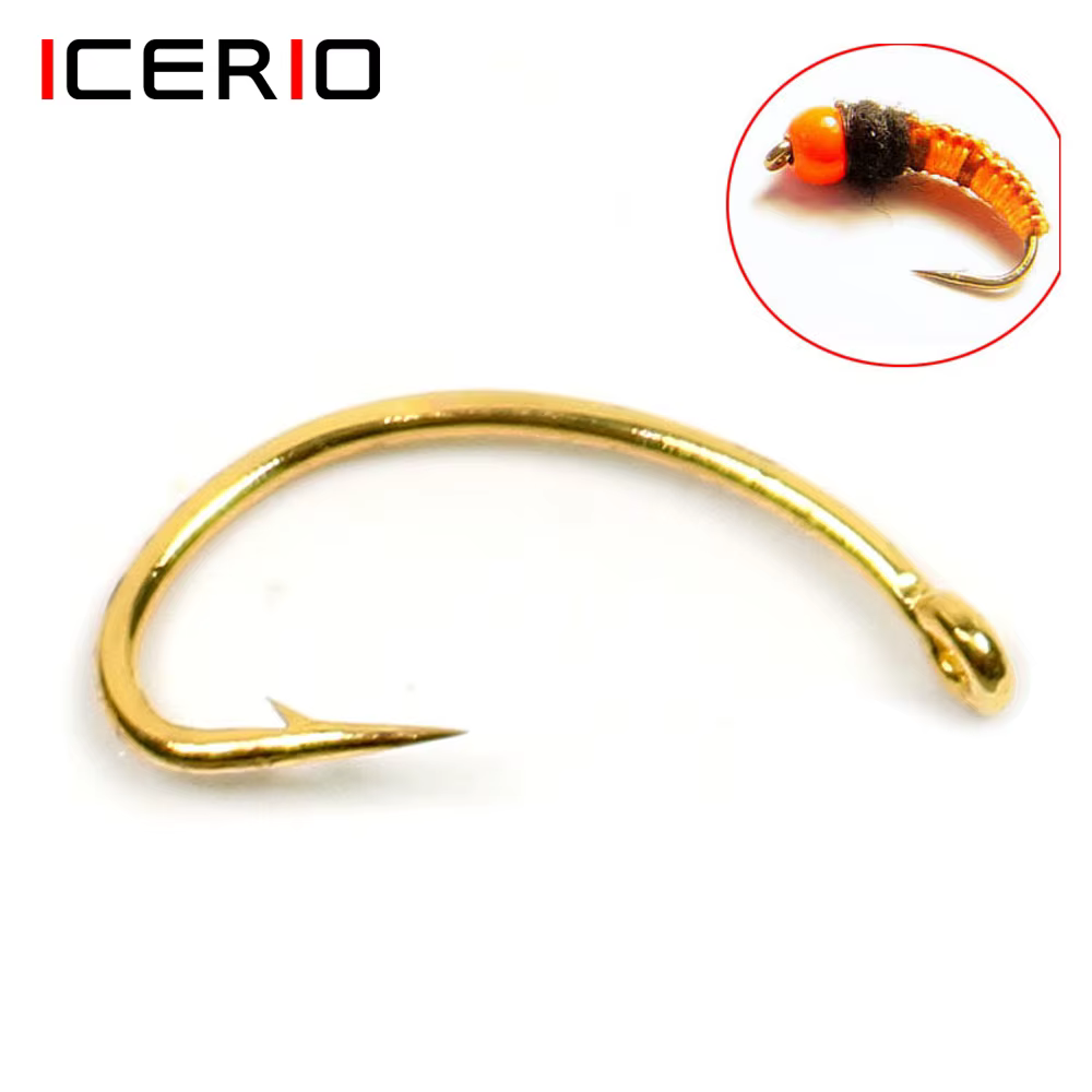 Anzuelos dorados para mosca ninfa scud midge caddis