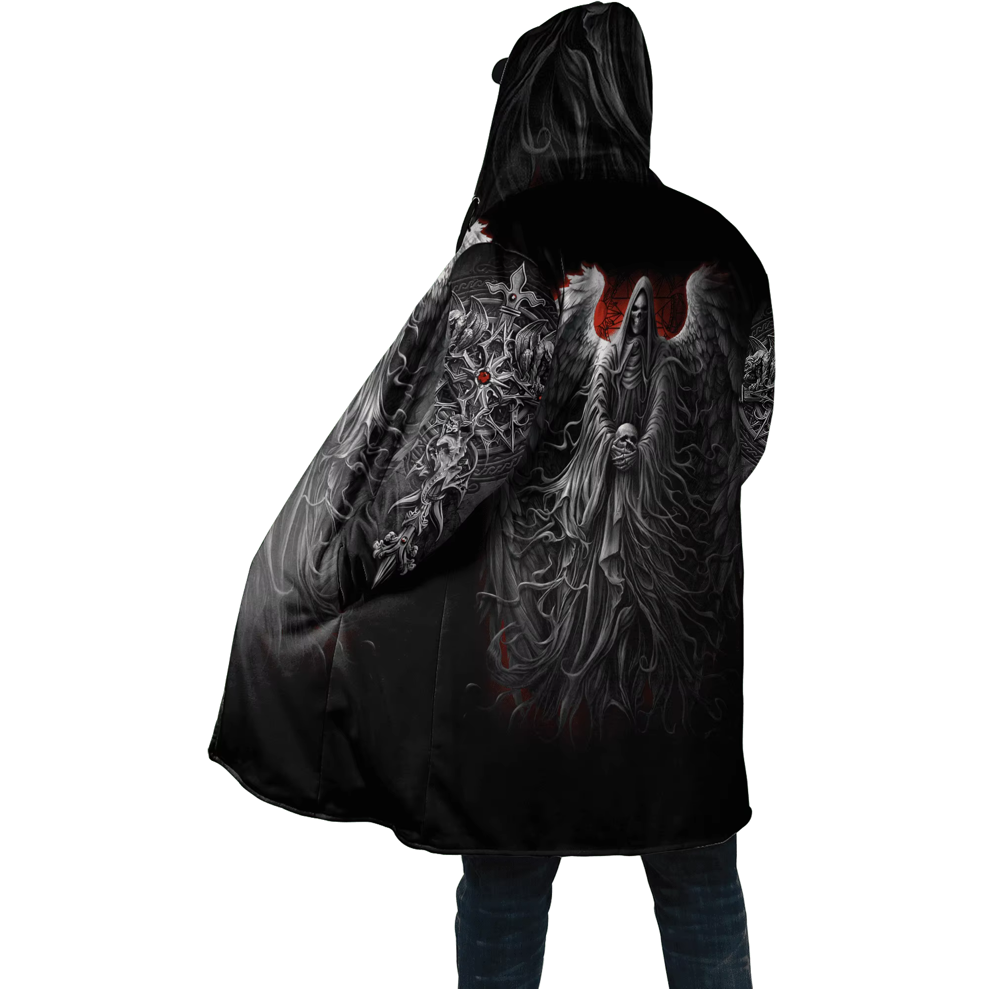 Abrigo de invierno con capa calavera Reaper y capucha 3D - imagen 4