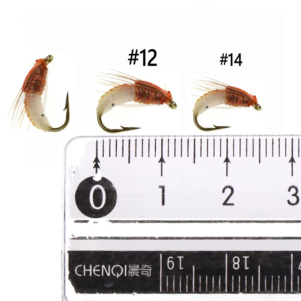 Bimoo Ninfa Scud Fly Bug Talla 12/14 para Trucha – Color Marrón - imagen 5