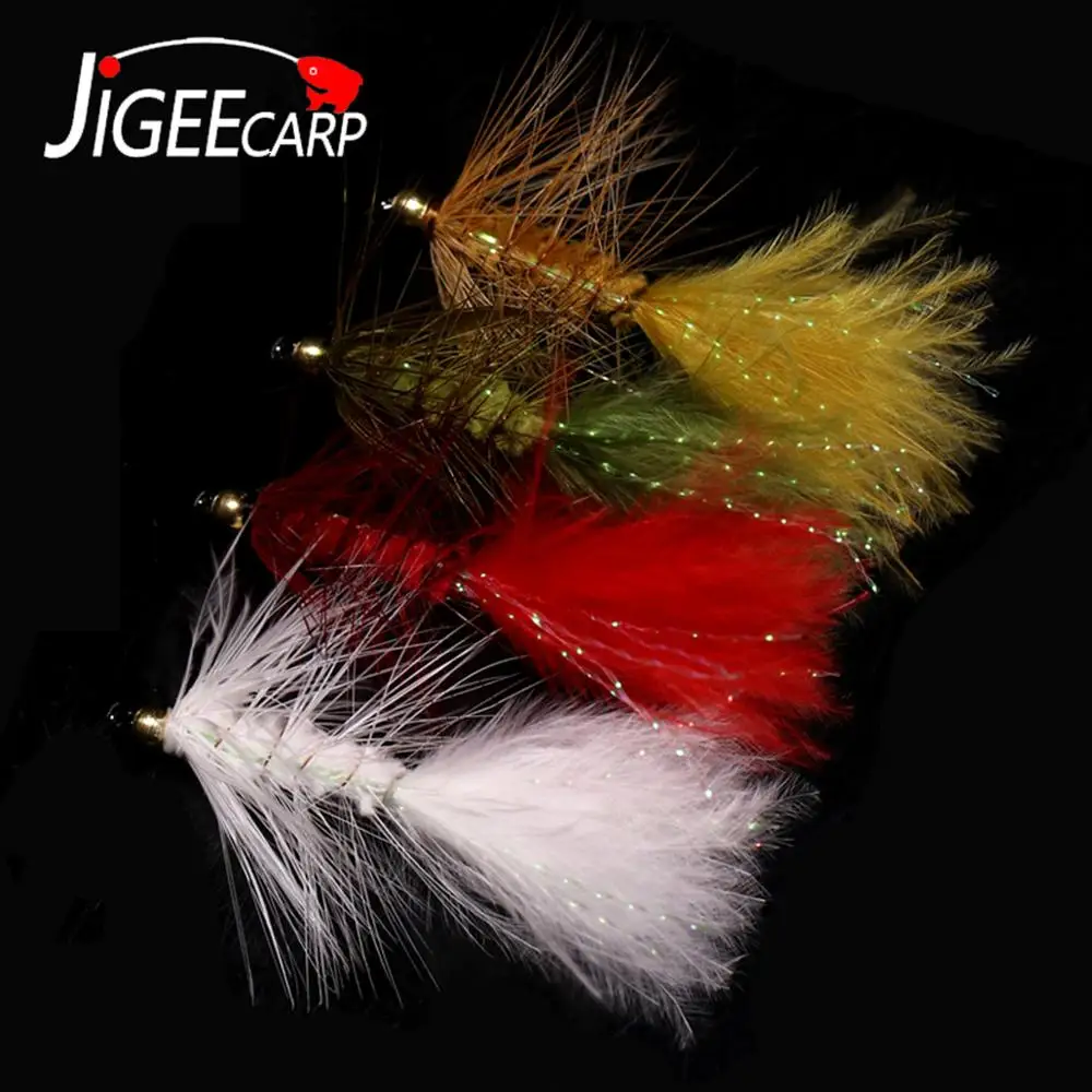 Jigeecarp Wooly Bugger con cabeza de cuentas de cristal streamer para trucha