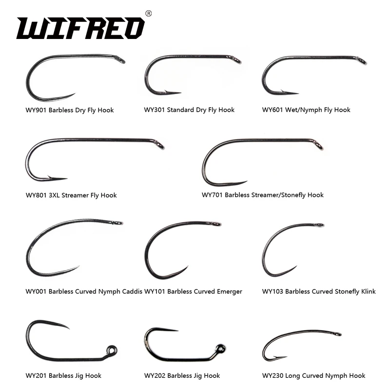 Wifreo Anzuelos de mosca sin púas para atado - ninfas y Caddis húmedos - imagen 3