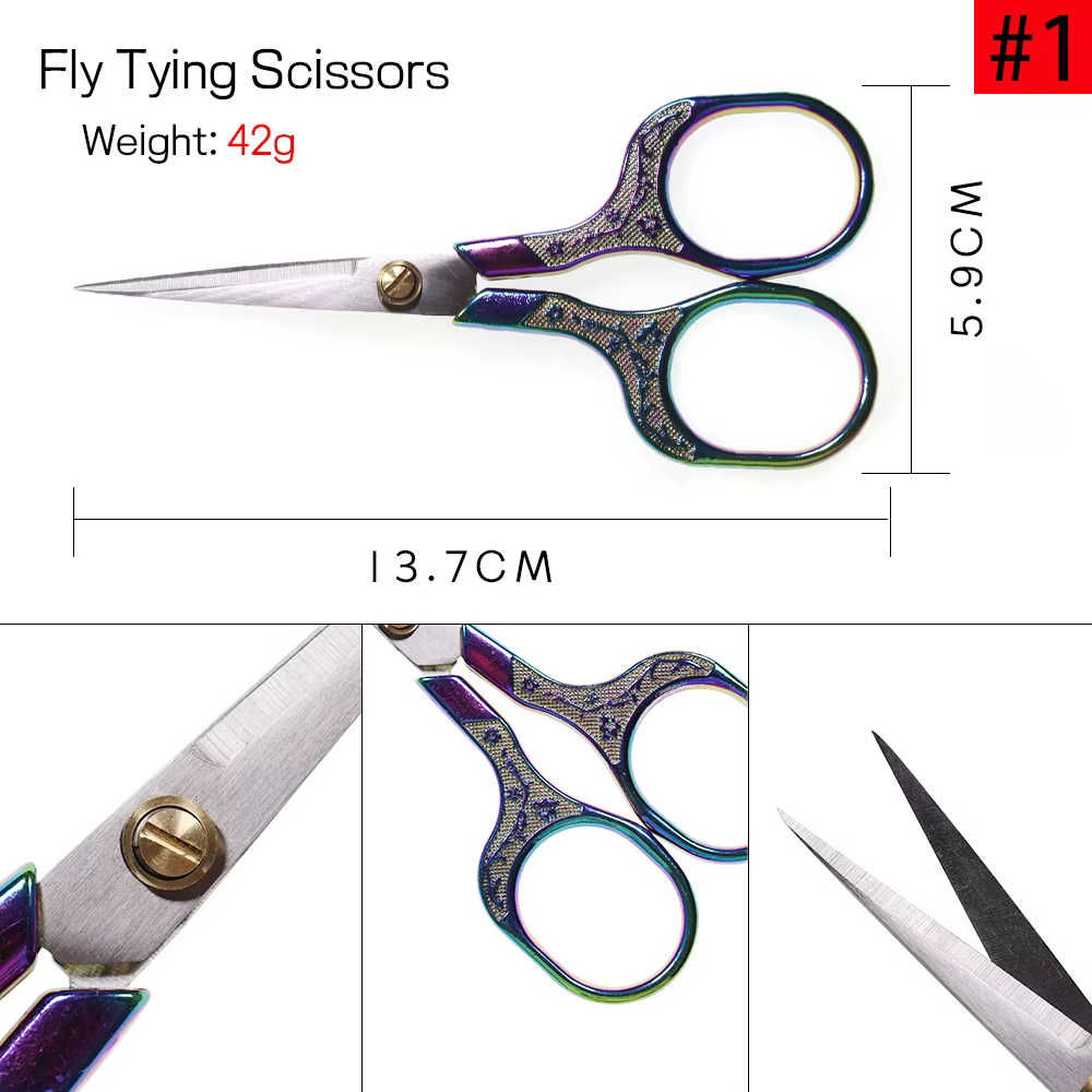 WIFREO Tijeras Fly Tying Acero Inoxidable – Atado de moscas para pelo de piel - imagen 3