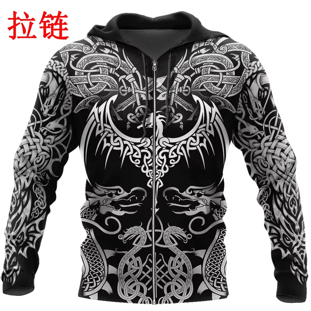 Sudadera de pesca Dragón Tatuaje 3D – Capucha unisex transpirable - imagen 2