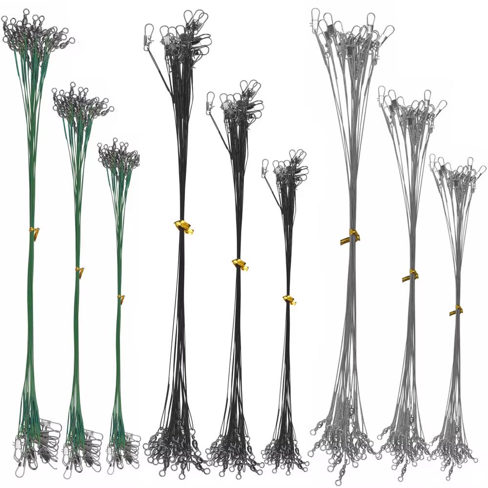 Línea de acero para lucio con líder de alambre y giratorio 15, 20 y 25 cm - imagen 2
