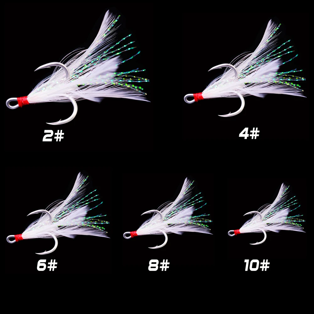 Anzuelos triples con plumas de acero al carbono para pesca - imagen 3