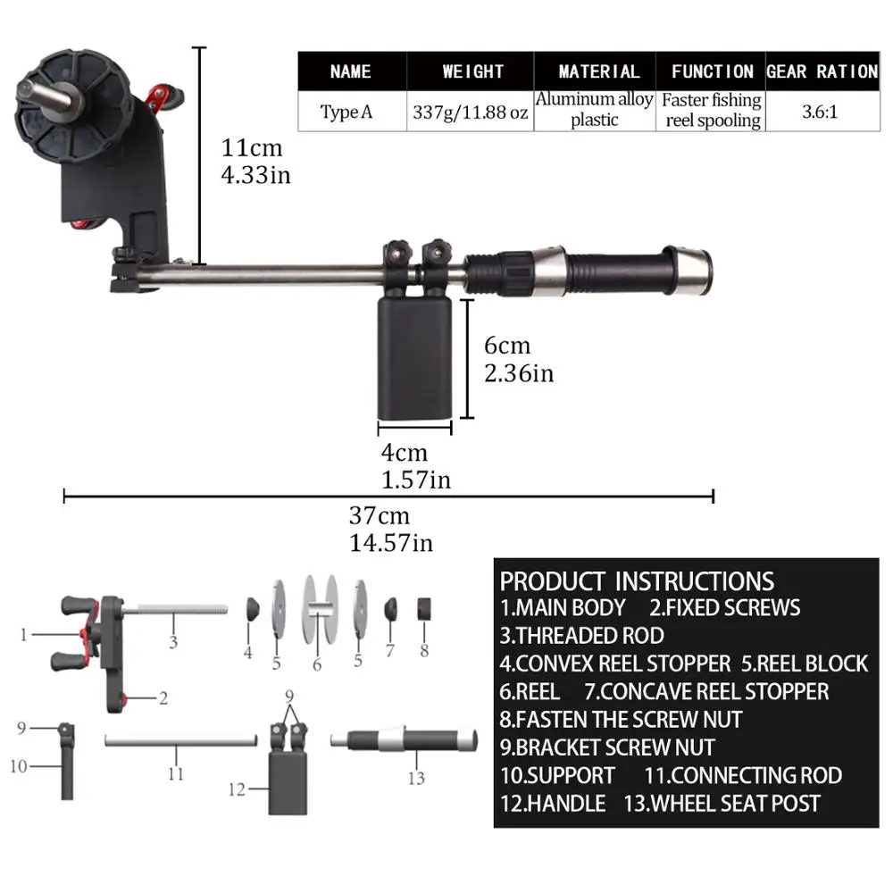 Enrollador de Sedal Pesca Portátil Aluminio - Sistema Carrete - imagen 5