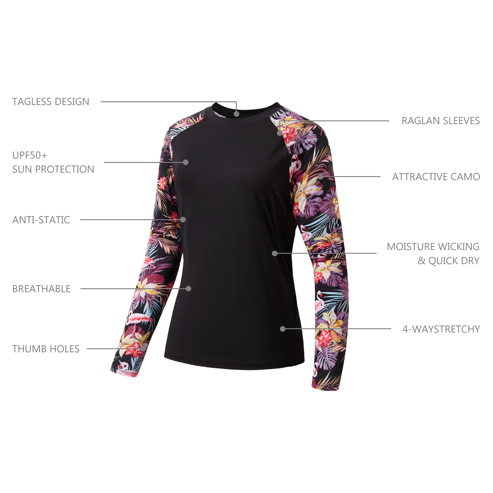 Bassdash Camiseta Protección Solar UPF 50+ Manga Larga Camuflaje Pesca - imagen 4