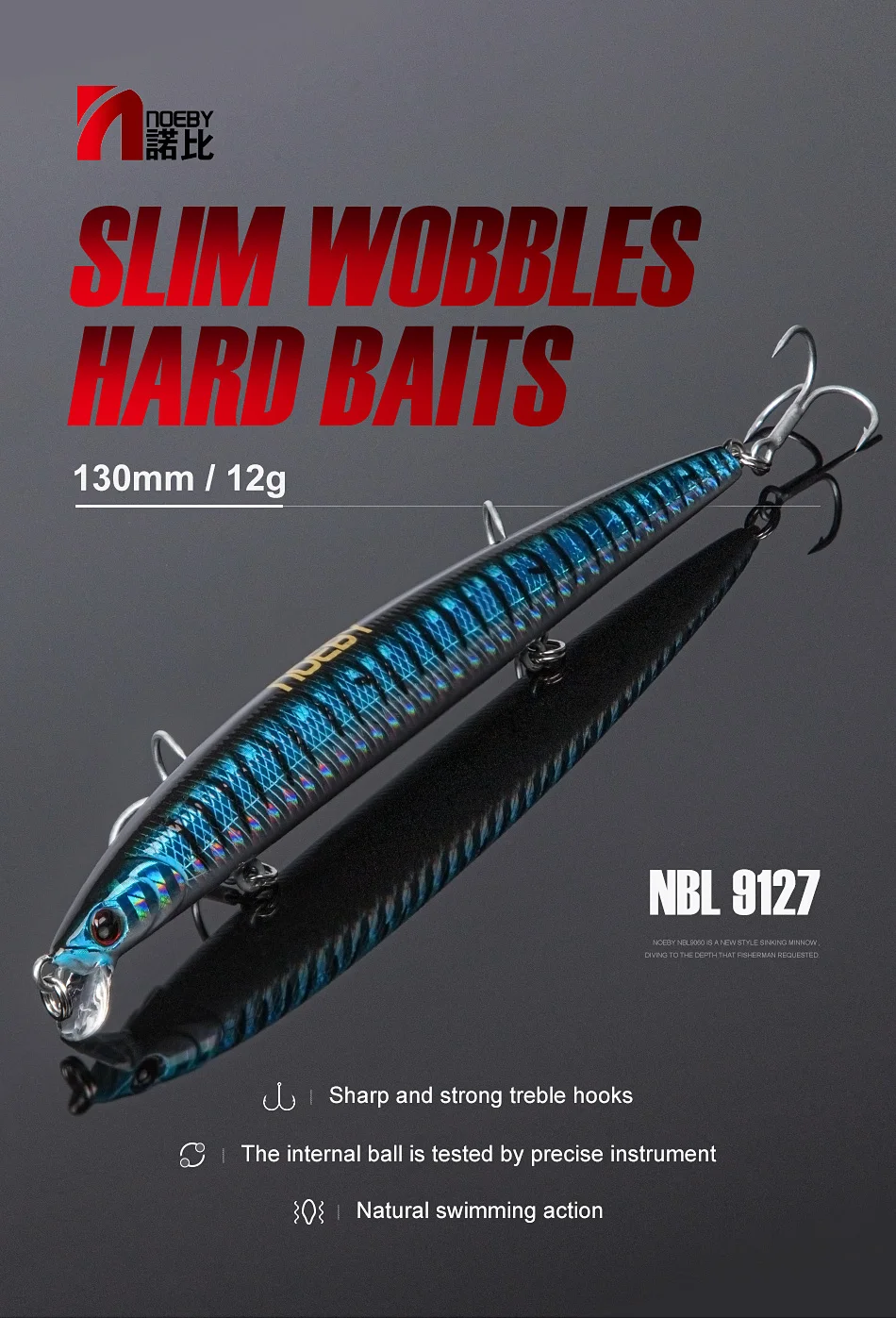Señuelo Noeby Minnow vista lateral con detalle de acabado