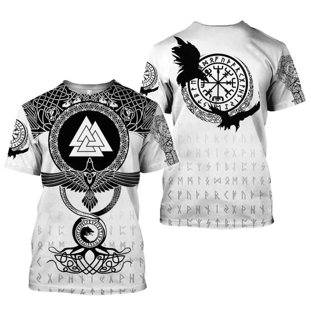 Camiseta estampada 3D Huginn y Muninn, tatuaje de cuervo unisex - imagen 2