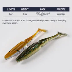 NOEBY Shad 8cm – Señuelo blando wobbler para lubina