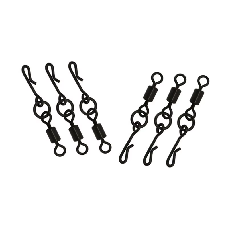 Conectores giratorios negros mate anillos sólidos mosquetones Q carpa - imagen 3