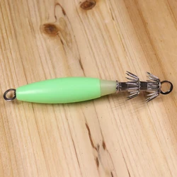 Señuelo de calamar verde luminoso para pesca nocturna en agua salada