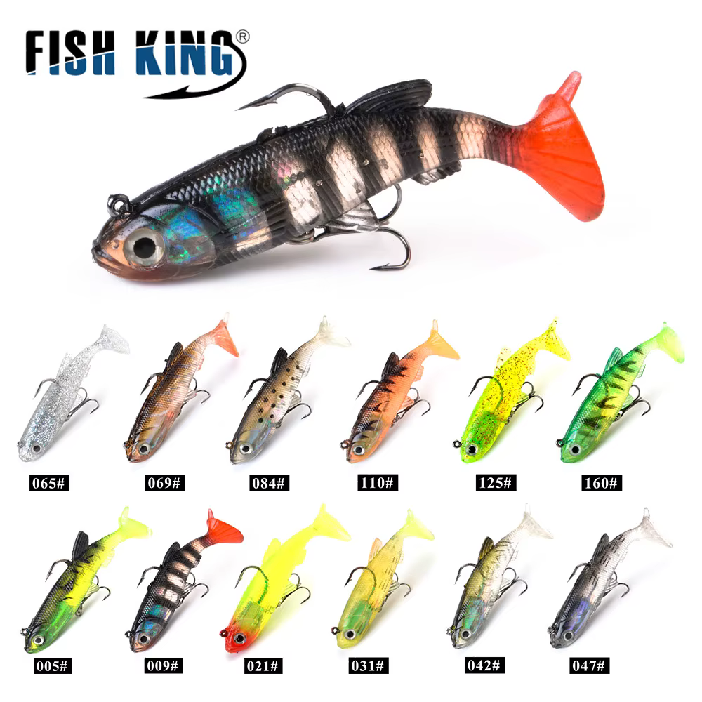 FISH KING Crankbait – Ojos 3D, anzuelo triple y cola en T