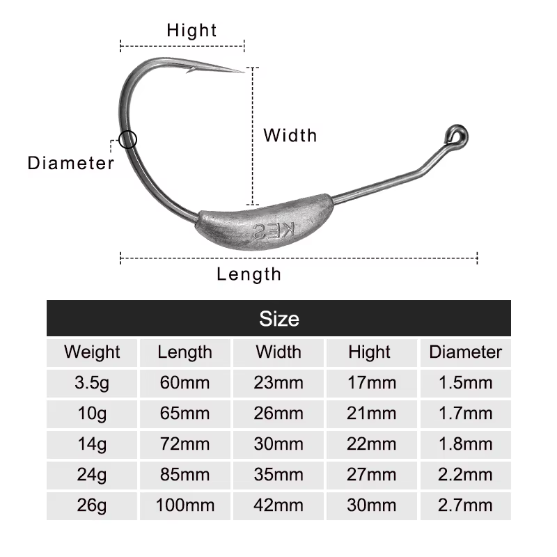 ESFISHING Jig Head Compensado – Acero carbono para Lúcio - imagen 4