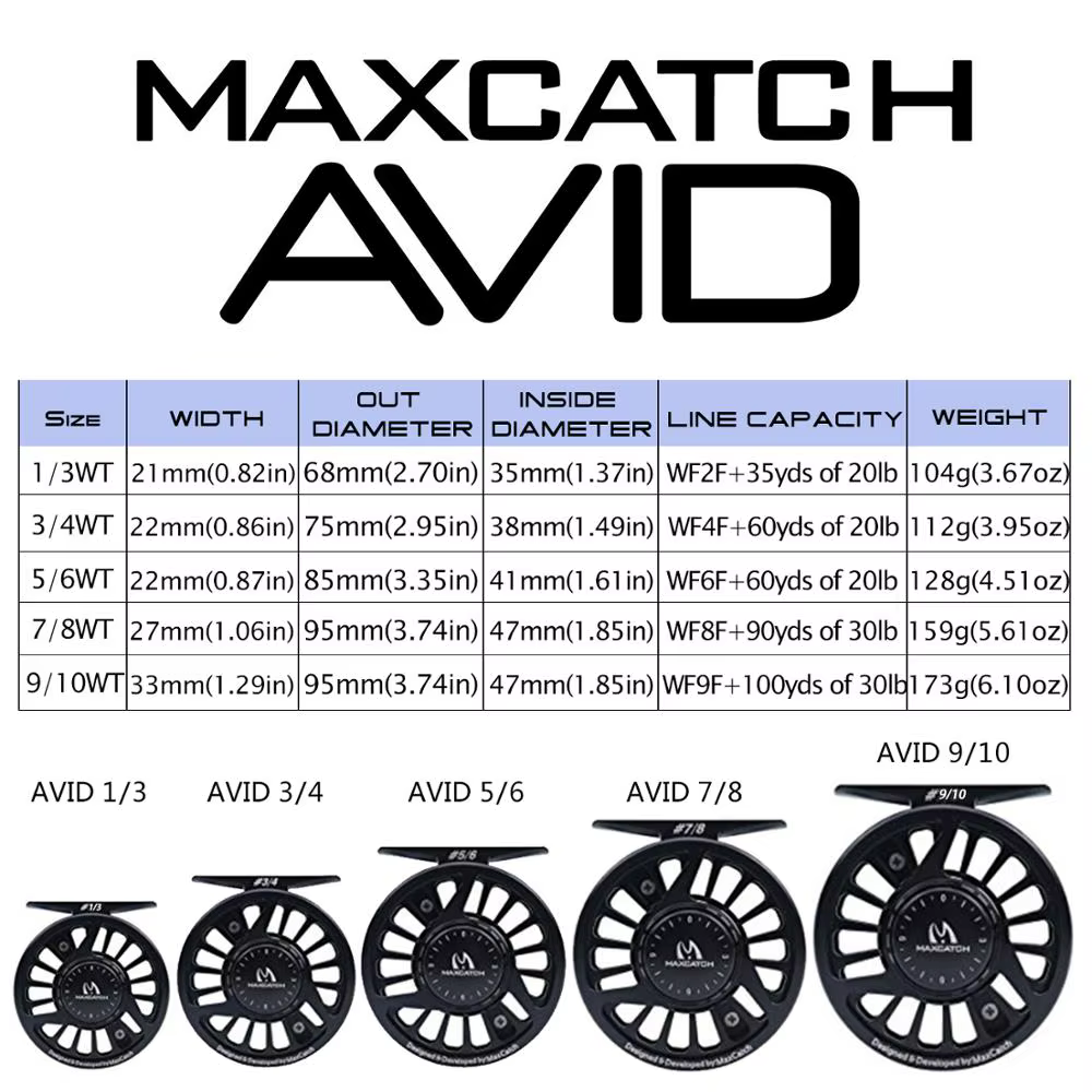 Carrete de mosca Maximumcatch CNC – Microajuste, aluminio 3-8WT - imagen 3