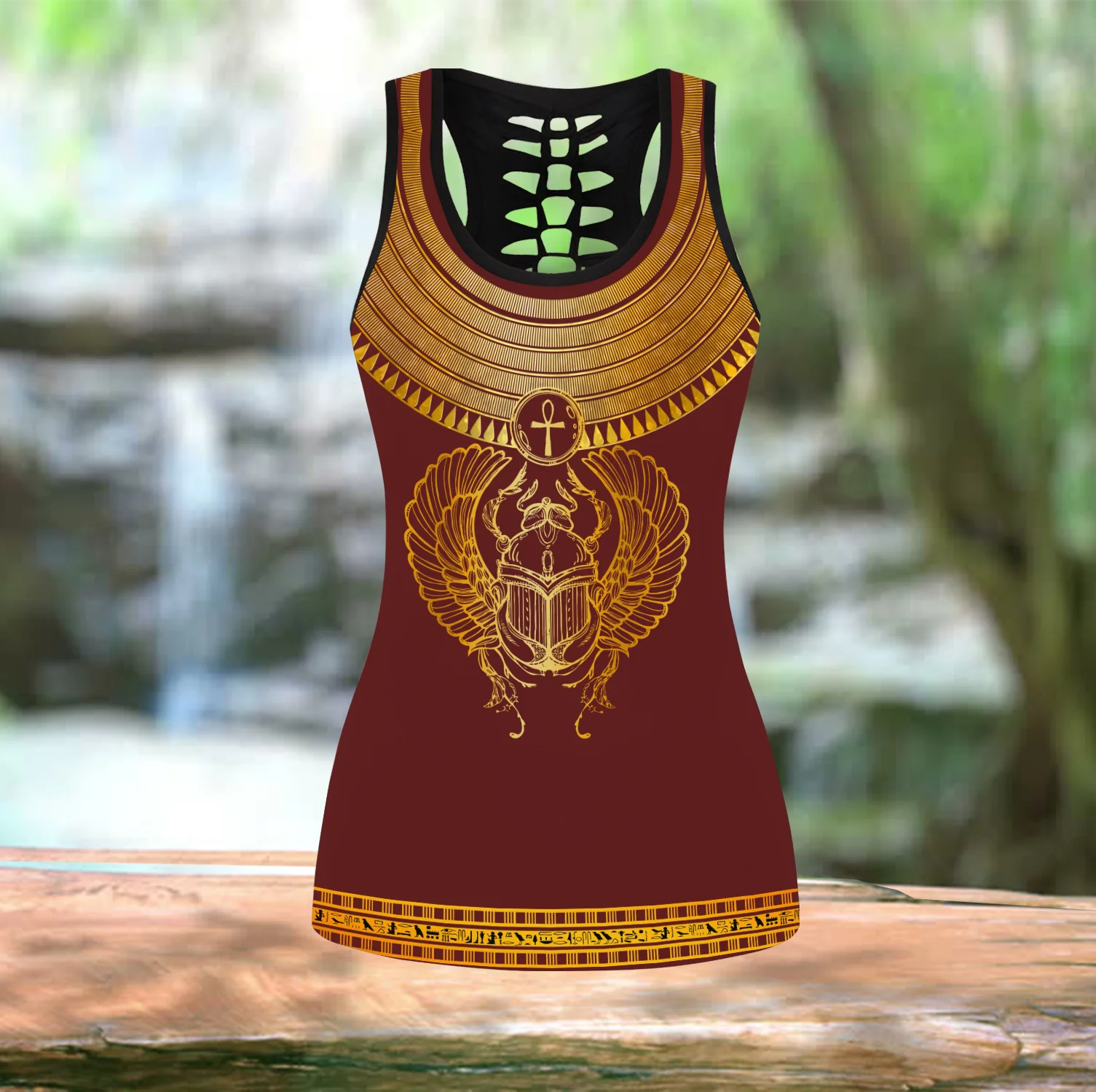 Khepri Set Leggings y Camiseta Fitness 3D Mujer – Estampado Egipcio - imagen 3