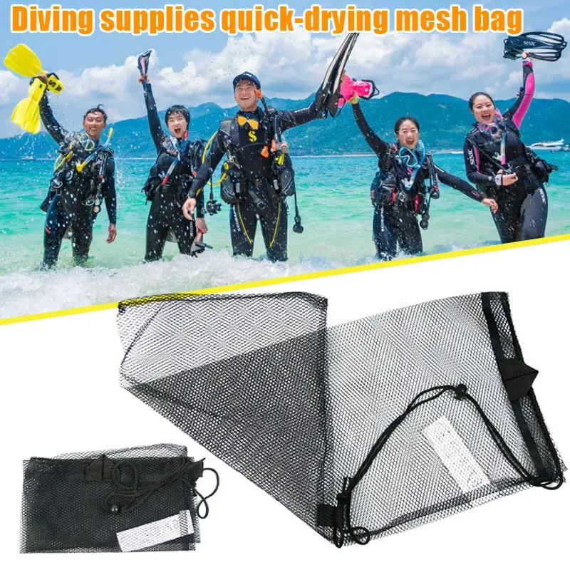 Bolsa de malla negra para equipo de buceo y snorkel