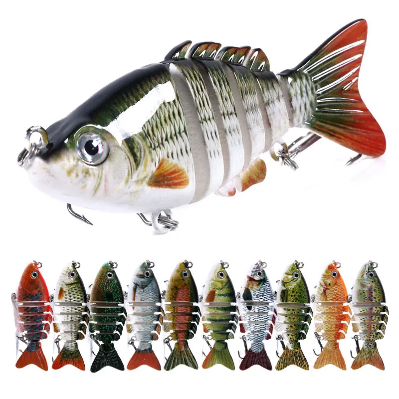 Crankbait articulado con ojos 3D para lubina o lucio