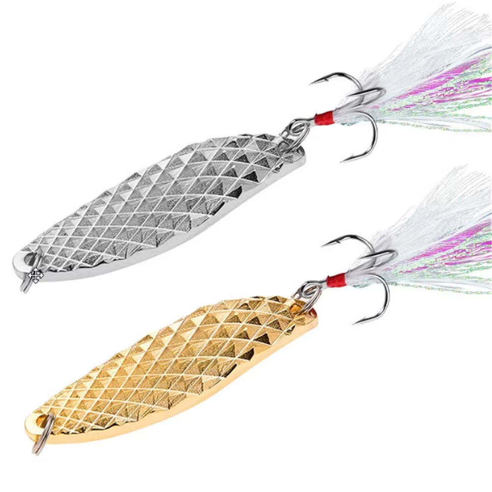 Señuelos giratorios metálicos para carpa – anzuelos triples de plumas - imagen 2
