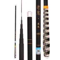 Set Cañas de Viaje ultraligeras de carbono con mango trenzado 4,50-7,20m