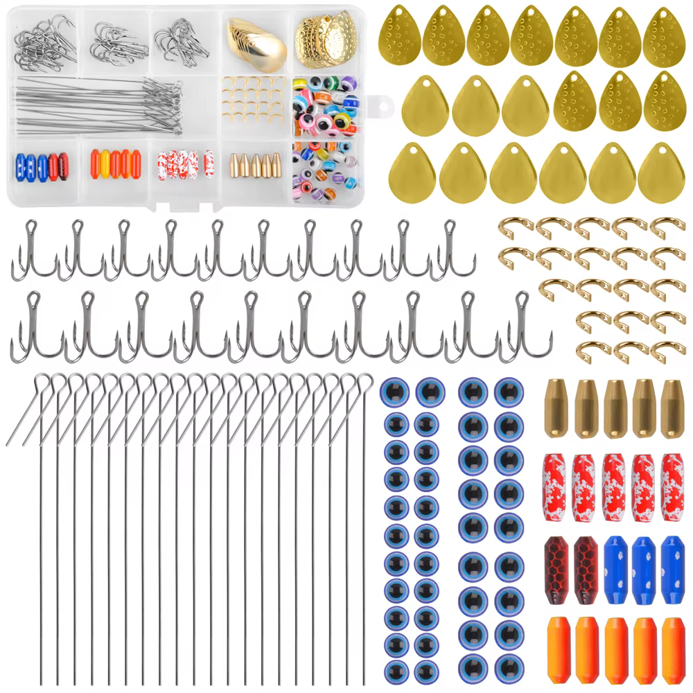 Kit para fabricar señuelos de cuchara con anzuelos triples