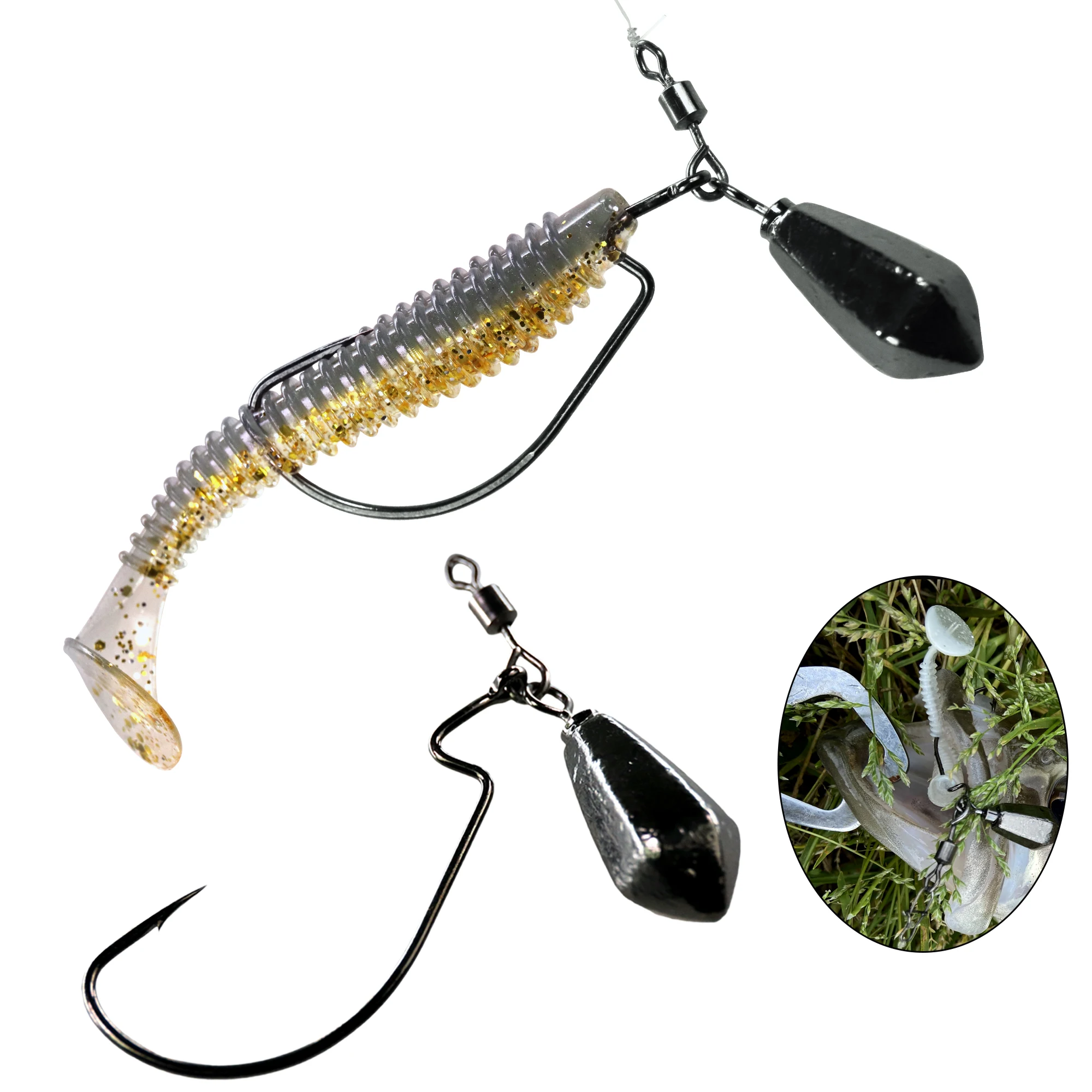 THKFISH Anzuelos jig para drop shot con montaje wacky de vinilo