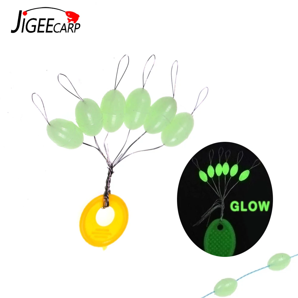 Jigeecarp Cuentas ovaladas luminosas para pesca – amortiguador suave